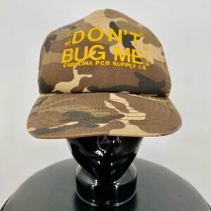 Vtg Carolina Supply Co Hat Camouflage Trucker Dont Bug Me Pest Control snap-back
